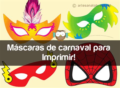 Mascara De Carnaval Educação Infantil Para Imprimir - 6 Máscaras de Carnaval Para Imprimir - Adulto e Infantil Tamanho Real