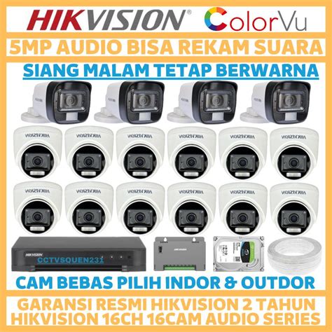 Jual PAKET CCTV HIKVISION 5MP COLORVU 16 CHANNEL 16 CAMERA TURBO HD