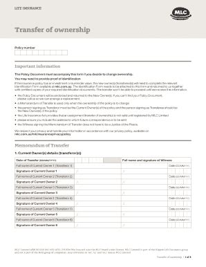 Fillable Online Transfer Of Ownership MLC Fax Email Print PdfFiller