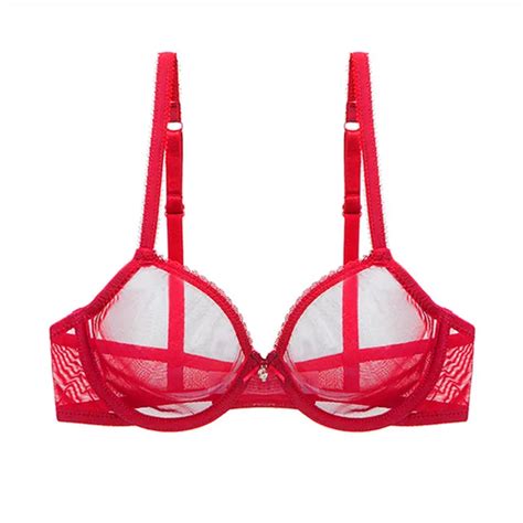 Varsbaby Unlined Solid Lingerie Bow Ultra Thin Yarn Underwear Breathable Sexy Plus Size Cde Cup Bras