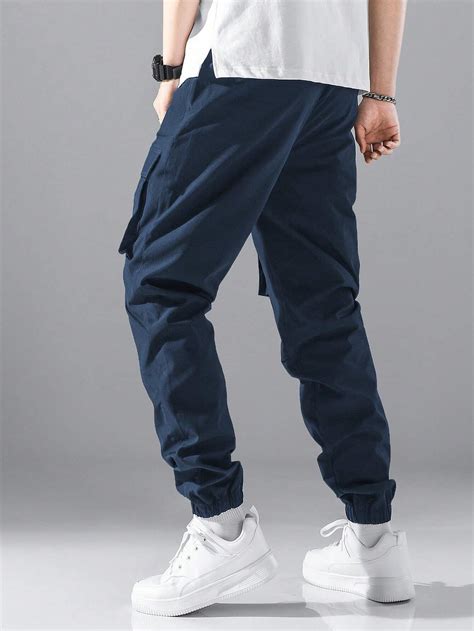 Manfinity Homme Baggy Mens Letter Patch Detail Flap Pocket Cargo Pants