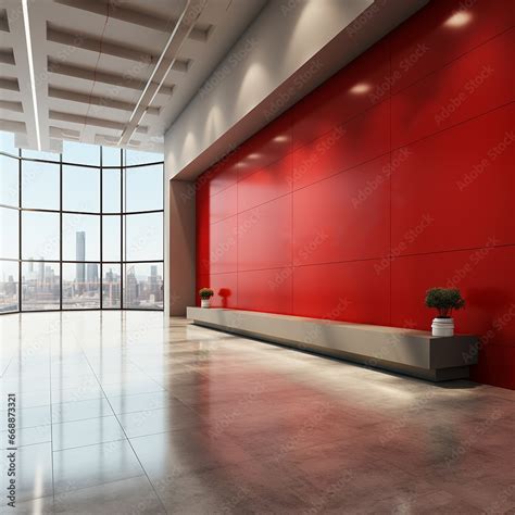 Indoor Red Empty Wall Your Logo Presentation Business Room Wall