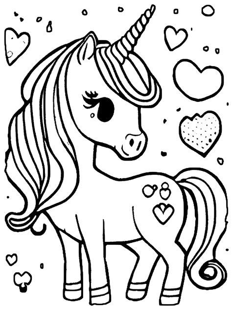 Coloriage Licorne Kawaii Sur Fond Blanc Pour La Saint Valentin