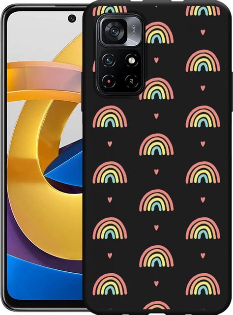 Poco M Pro G Hoesje Zwart Regenboog Patroon Designed By Cazy Bol