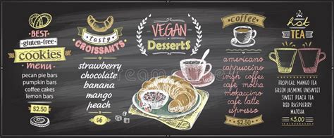 Chalk Menu Board Designs Set With Sweets And Hot Drinks Stock Vector