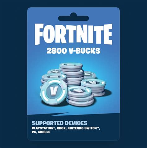 Подарочная карта для пополнения игровой валютой Fortnite 2800 в-баксов ...