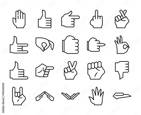 Hand Gestures Line Icon Set Included Icons As Fingers Interaction