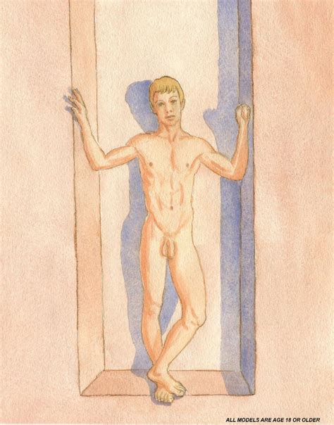 Original Male Nude Ink Drawing Painting Watercolor Gay Fine Art