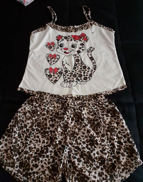 Um Charme de Baby Doll Novo Adulto de Algodão de Oncinha Tam M Lingerie Feminina Nunca Usado