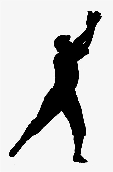 Silhouette Baseball Player Baseball Catching Png Transparent PNG