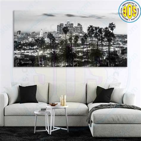 Los Angeles Skyline Wall Art Black And White Cityscape 90scanvas