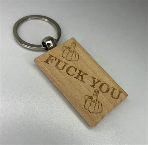 Personalised Fuck You Middle Finger Wooden Keyring Custom Etsy