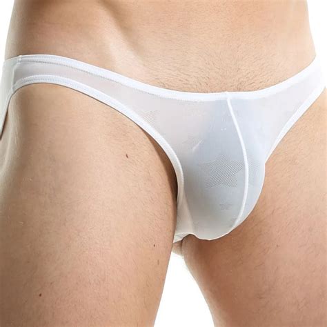 Mens Transparent Sexy Lingerie See Through Underpants Low Waist Bulge