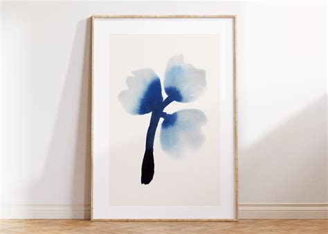 Blue Floral Wall Art PRINTABLE Hand Painted Flowers Original Watercolor ...