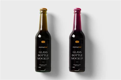 Free Glass Bottle Mockup - mockupbee