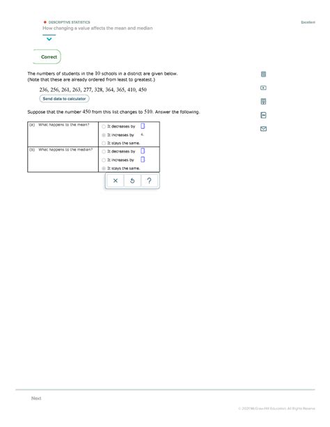 Aleks How Changing A Value Affects Mean And Median 6 The Numbers Of