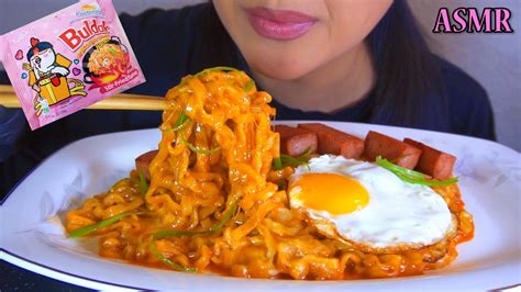 🧀🔥cheesy Carbonara Fire Noodles Spam Sunny Side Up Egg Asmr