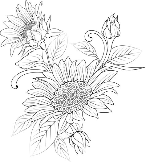 simple drawings of sunflowers 4