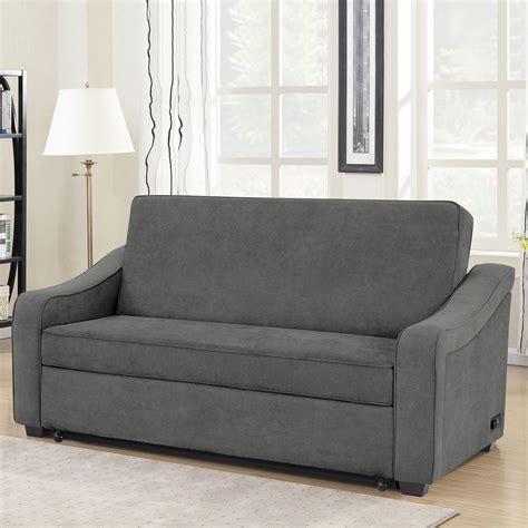 Serta Moreland Modern Couch Bed Gray Fabric Sofa Sleeper