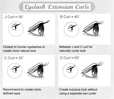 Lash Curl Chart The Complete Guide To Eyelash Extension Curl Chart