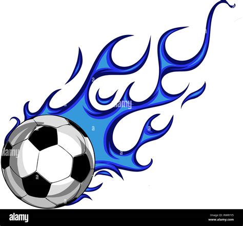 Soccer Ball With Blue Flames Vector Illustration Stock Vector Image