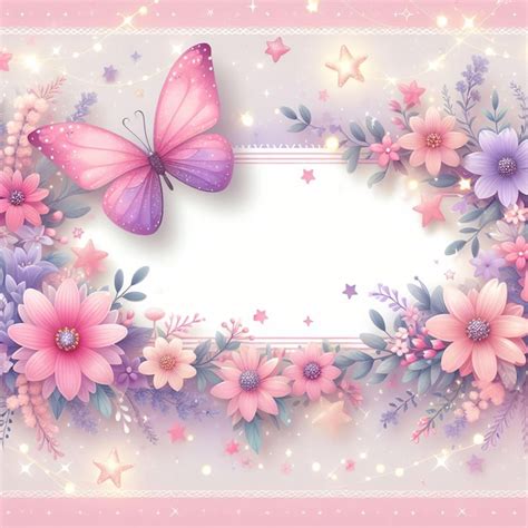 Fondo De Primavera Con Flores Mariposas Y Luces Bokeh Imagen