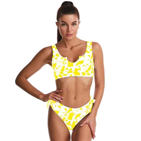 Abcnature Women S Bikini Swimsuits Sets Thong Bikini Sets Sexy Bathing Suit Split Cow Pattern