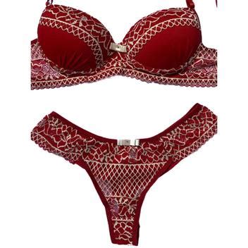 Conjunto Rendado Vermelho Fio Duplo Lingerie Luxo Sensual Patricia Celico Lingerie Conjunto
