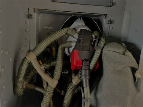 oxygen mask crew location  cockpit boeing  stock photo