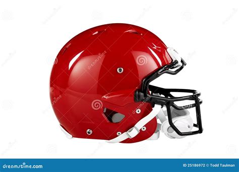 Red Football Helmet Side View Stock Photo Image Of Plastic Side