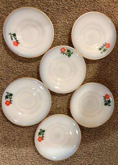 6 X Vintage 1970s Milk Glass Tea Cups And Saucers Etsy