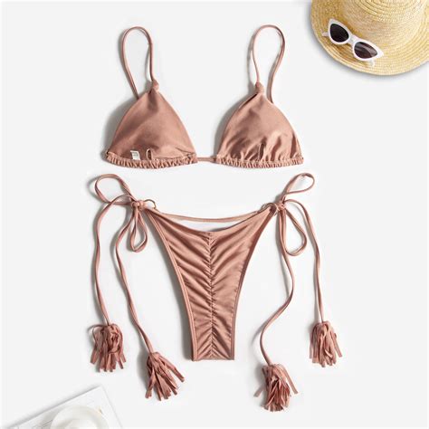 Women Swimwear Sexy Bikini Hollow Out Swimsuit Thong Biquini Cross String Bikini Set Bathing