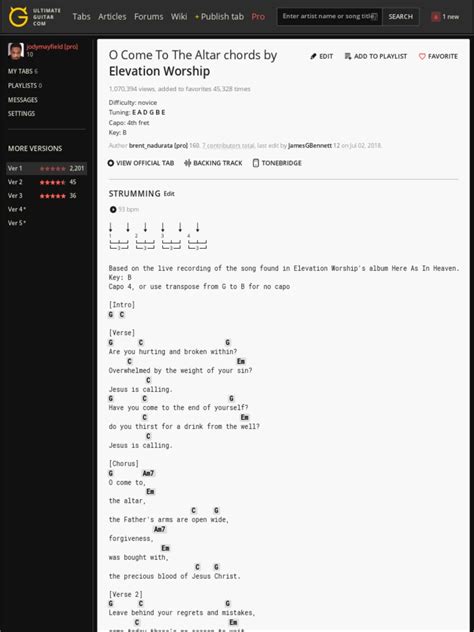 how to play o come to the altar on guitar