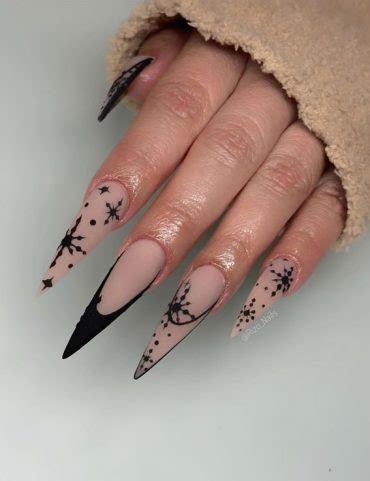 Winter Wonders 49 Festive Christmas Nail Art Designs Black Nude Festive Stiletto Nails