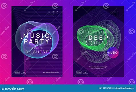 Neon Club Flyer Electro Dance Music Trance Party Dj Stock Vector