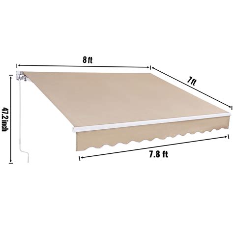 VEVOR Manual Retractable Awning, 8 x 7 ft Outdoor Patio Awning