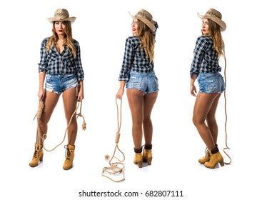Sexy Blonde Woman Cowgirl Stock Photo Edit Now 682807111