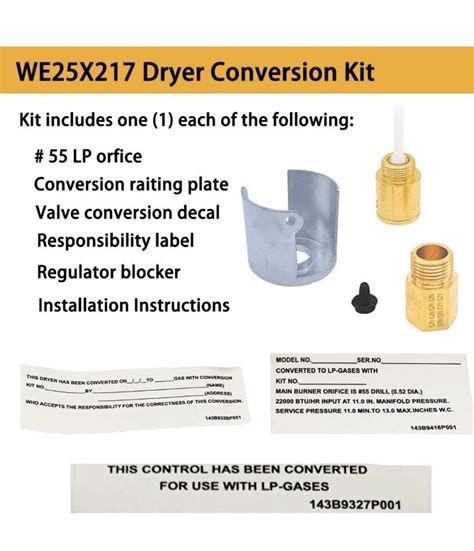 General Electric WE25X217 Dryer Conversion Kit Natural Gas To Liquid