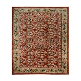 Handwoven Wool Red Transitionalundefined Floral Spanish Style Rug 96
