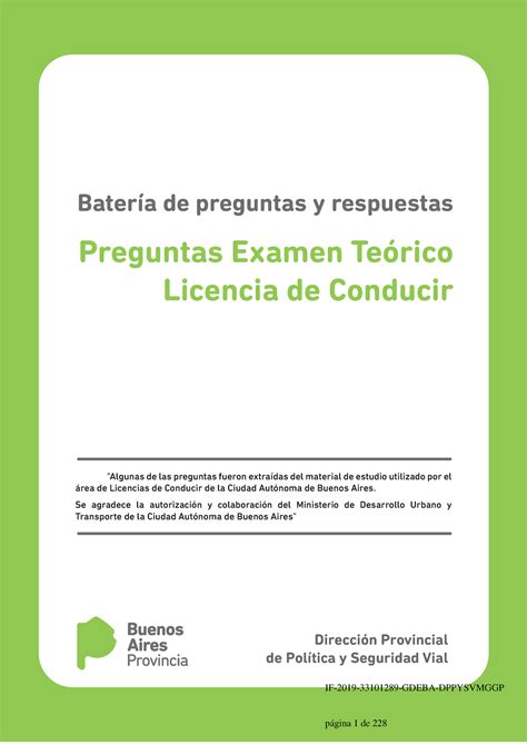 Cuestionario Licencia La Plata Bater A De Preguntas Y Respuestas