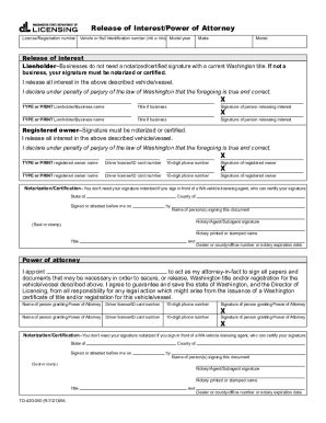 Fillable Online Release Of Interest Power Of Attorney Form To Release