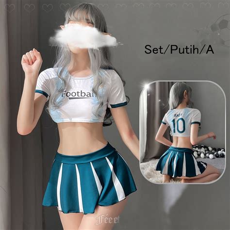 Jual COD Set Lingerie Sexy Wanita Crop Top Cosplay Anime Mini Rok