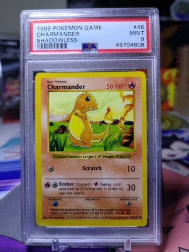 1999 POKEMON CHARMANDER PSA 9 MINT SHADOWLESS BASE SET 46 102 Card 46