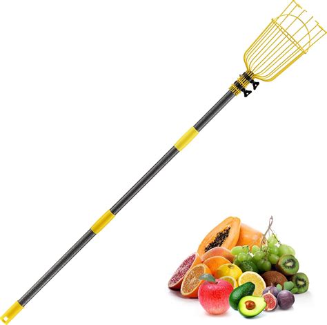 Fruit Picker Pole With Basket 8ft Long Heavy Duty Fruit