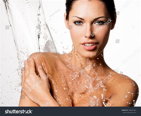 Beautiful Naked Woman Wet Body Splashes Stock Photo 238207504 Shutterstock