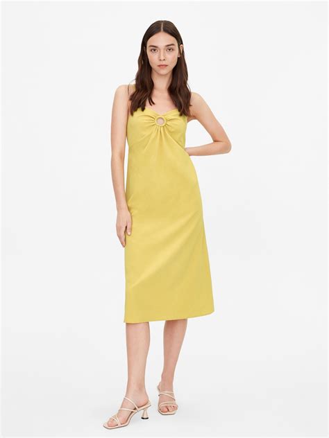 Circle Front Cut Out Dress Yellow Pomelo Fashion