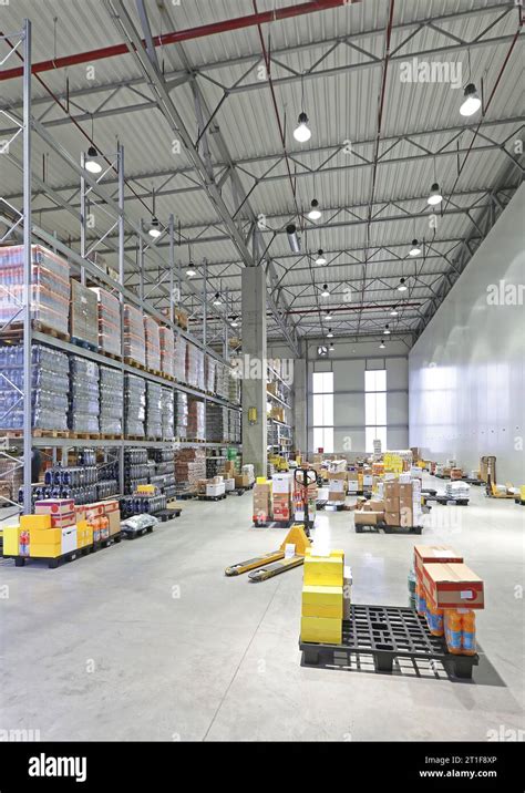 distribution warehouse interior  large shelving system flfillment