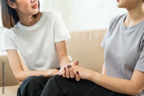 Relationship Time Of Lesbian Couple Same Sex Marriage Embracing And Expressing Love Happy