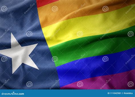 Tejas Que Agita Indica La Bandera De La Bandera Del Orgullo Gay Del Arco Iris Stock De