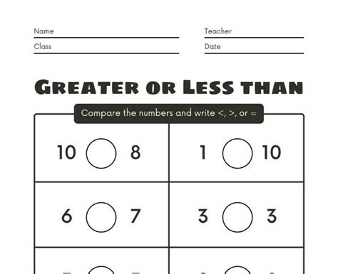 Less Than Equal To Or Greater Than Worksheet Have Fun Teaching 7f2 Have Fun Teaching Math
